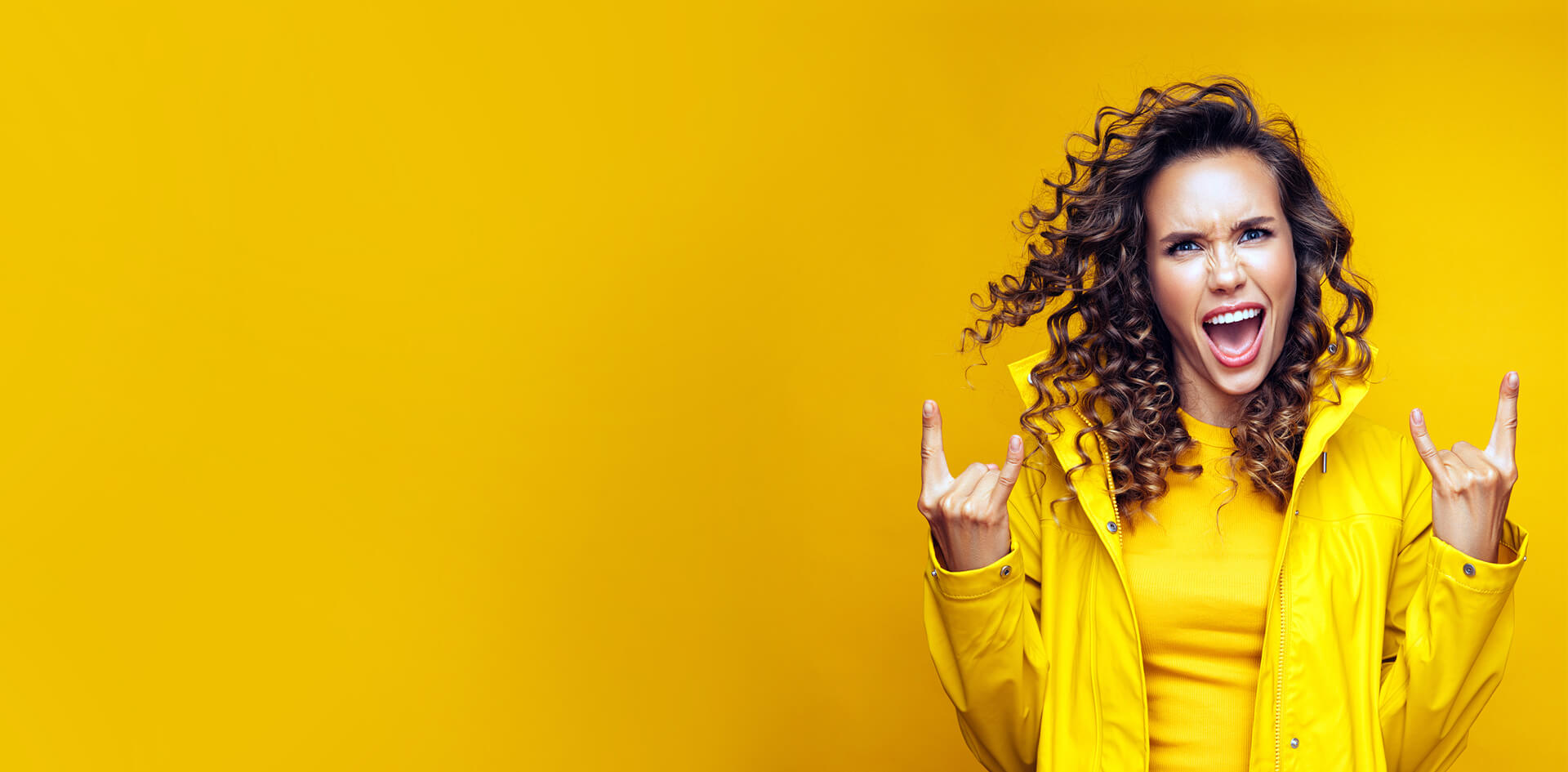 rocker girl with yellow background